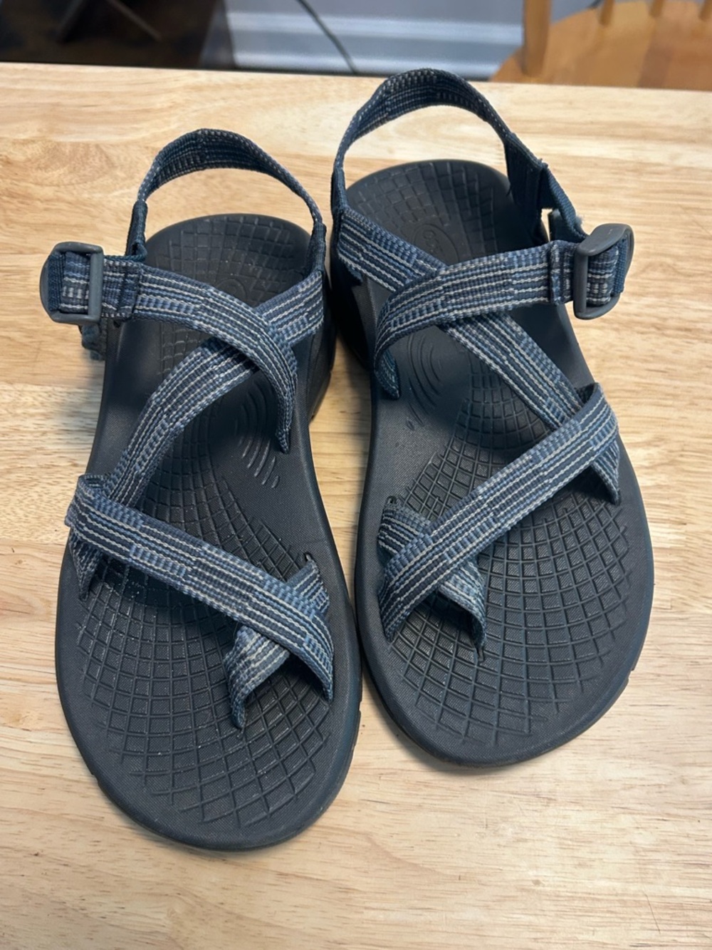 Mens Blue and Gray Chaco Sandals